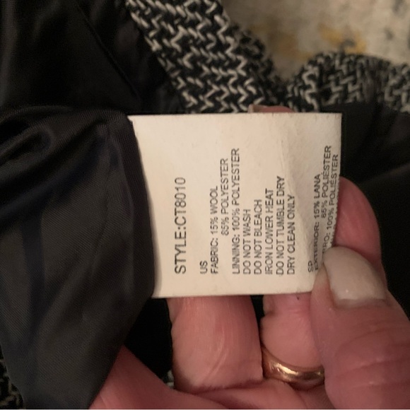 Ci Sono tweed cropped wool Black, white, gray button jacket heavy blazer. Large - Picture 8 of 9